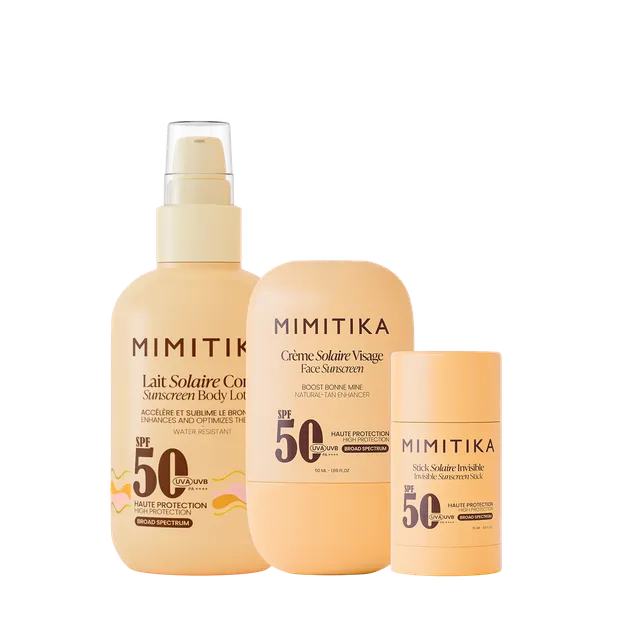 mimitika-trio-cr-me-visage-spf50-lait-solaire-spf50-stick-solaire-spf50 image 1