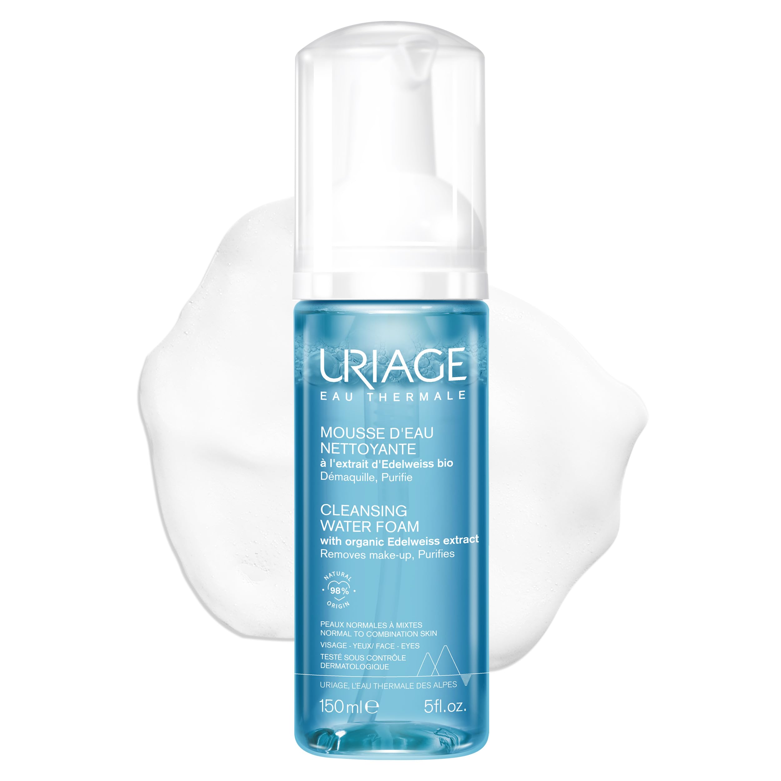 uriage-mousse-d-eau-nettoyante-d-maquillante-edelweiss-150-ml image 1