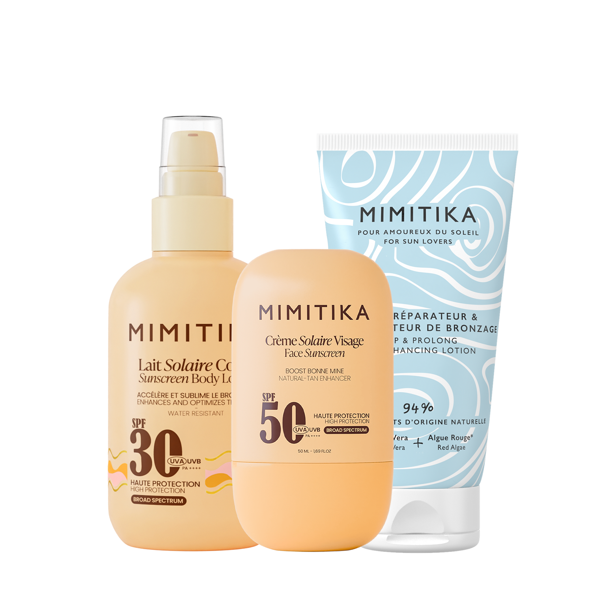 mimitika-trio-lait-solaire-spf30-cr-me-visage-spf50-lait-prolongateur image 1
