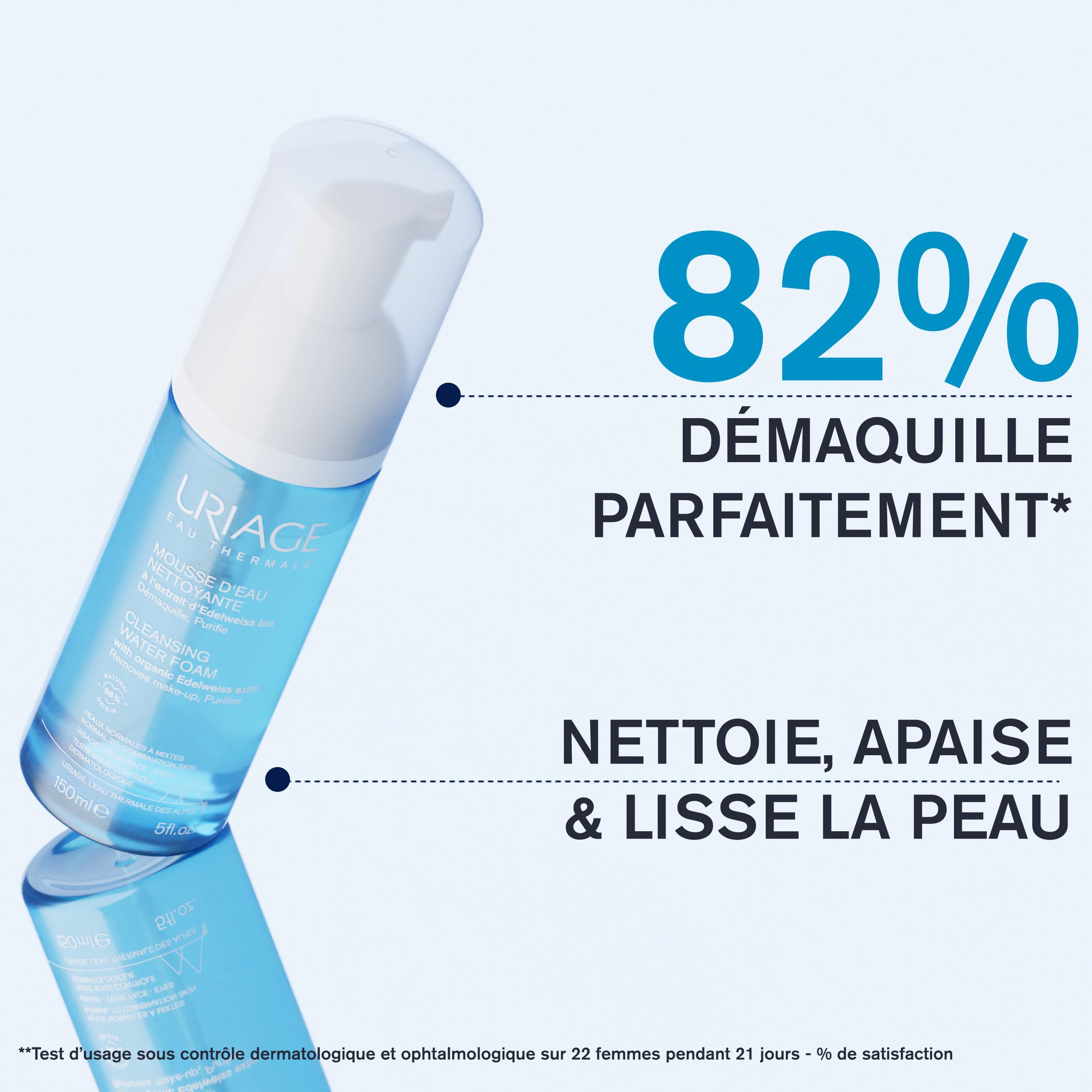 uriage-mousse-d-eau-nettoyante-d-maquillante-edelweiss-150-ml image 4